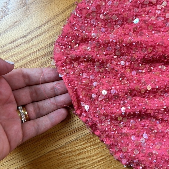 Jovani Pink Beaded Silk Gown with Train 10 - Picture 10 of 17